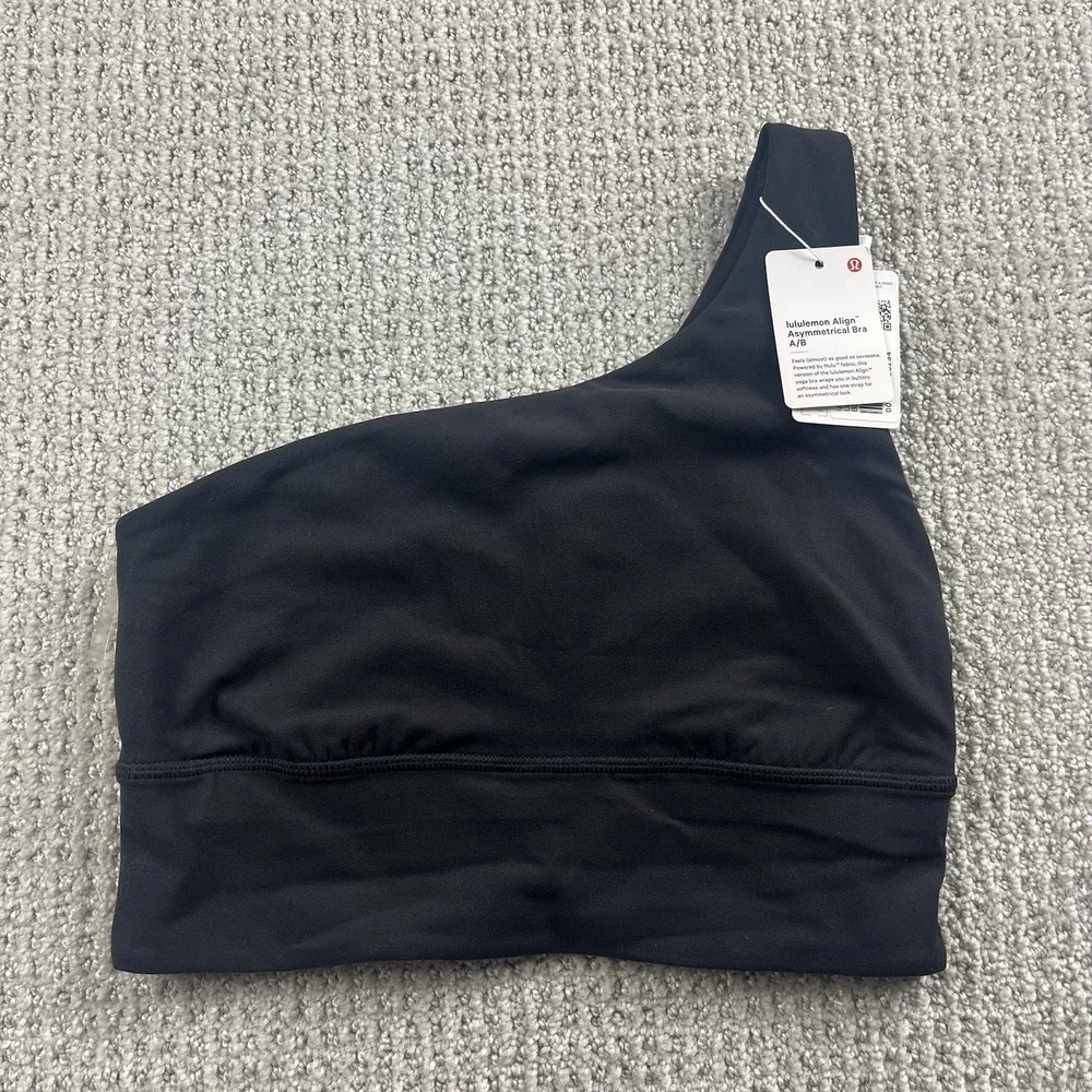 Lululemon Align Asymmetrical Bra A/B Cup Black Women's Size 4 W2DPPS NWT